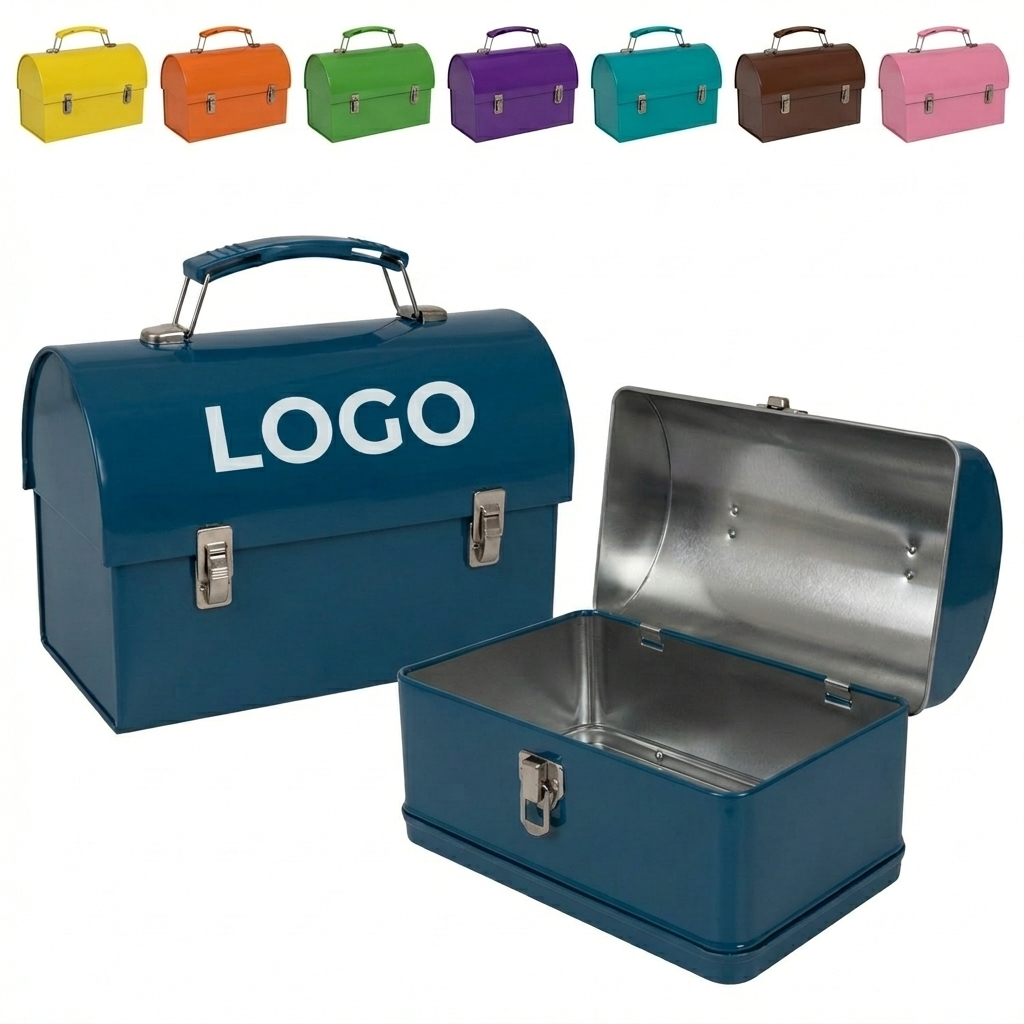 Vintage-Style Leakproof Metal Lunch Box with Top Handle