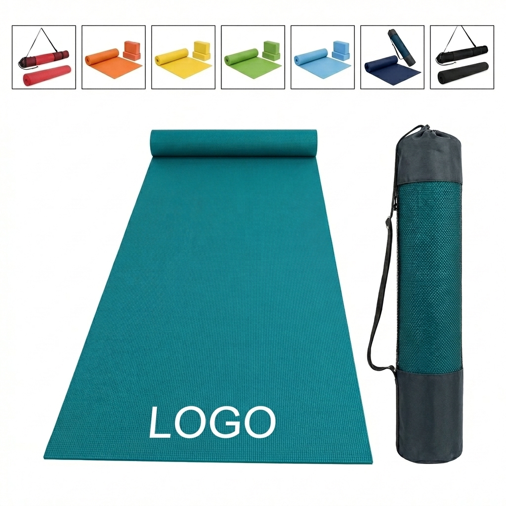 Custom Printed Yoga Mat with Carry Bag - 6mm PVC Non-Slip Mat & Drawstring Tote