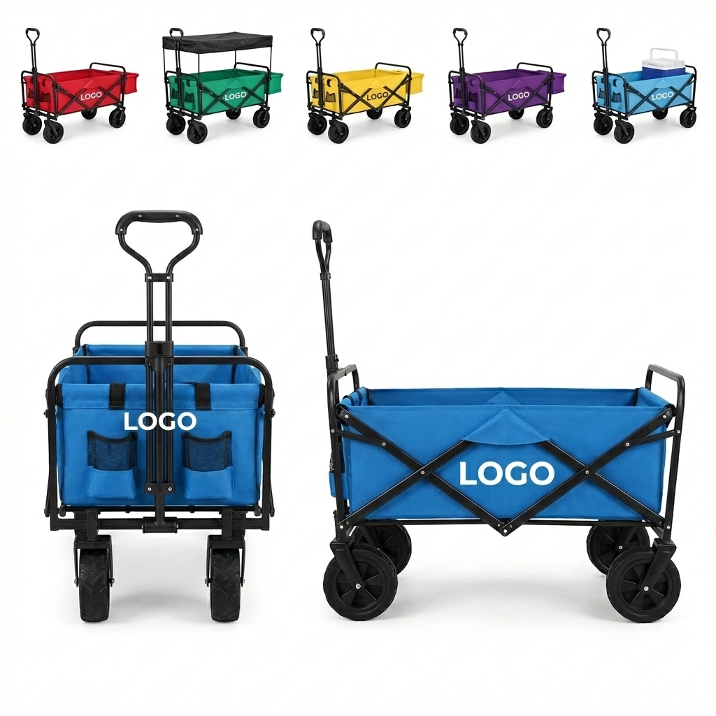 Heavy-Duty 8" Beach Wheel Folding Utility Wagon for Camping & Outdoor Transport
