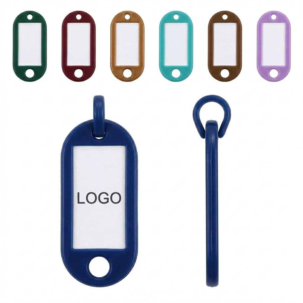 Durable Plastic Key ID Tags with Covered Label Slot and Anti-Slip Ring