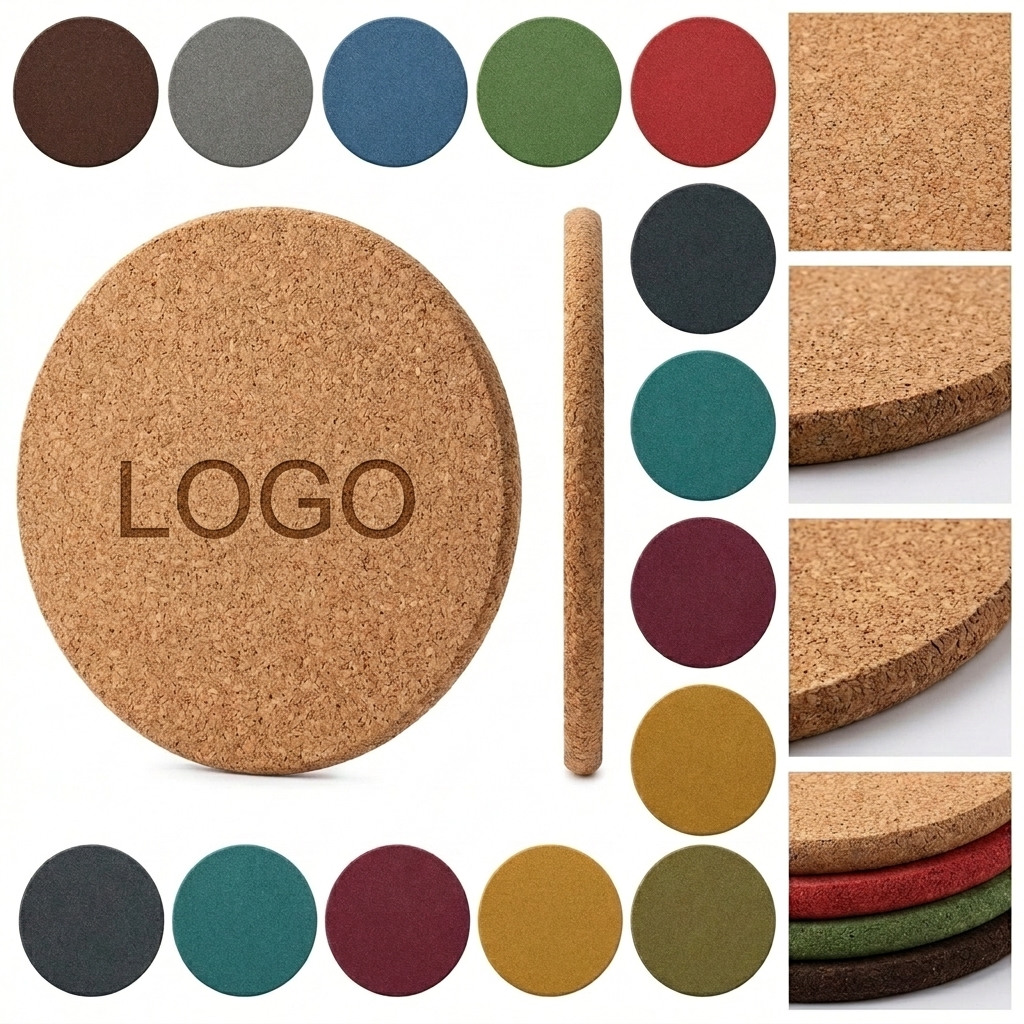 Extra Thick Natural Cork Drink Coasters, Set of 4/6/7.5 Inch for Furniture Protection