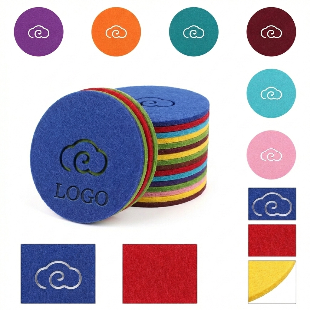 Customizable Round Felt Coaster with Logo Imprint for Branding