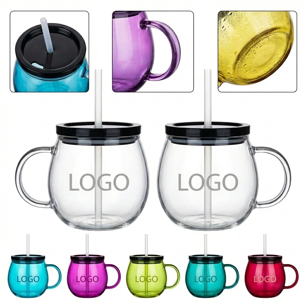 56oz Reusable Fishbowl Cocktail Cup with Handle, Lid & Straw