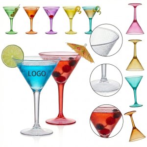 2OZ Mini Plastic Martini Glasses, 5-Inch Dessert Cups in 7 Colors