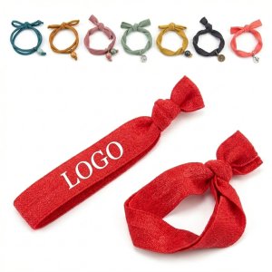 Dual-Style Elastic Hair Ties and Knotted Wristband Set - Polyester