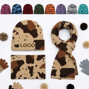 Men's Spotted Cow Stripe Knit Beanie - Ultra-Warm Fleece Lined Winter Hat