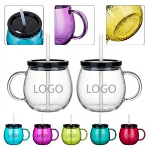 56oz Reusable Fishbowl Cocktail Cup with Handle, Lid & Straw